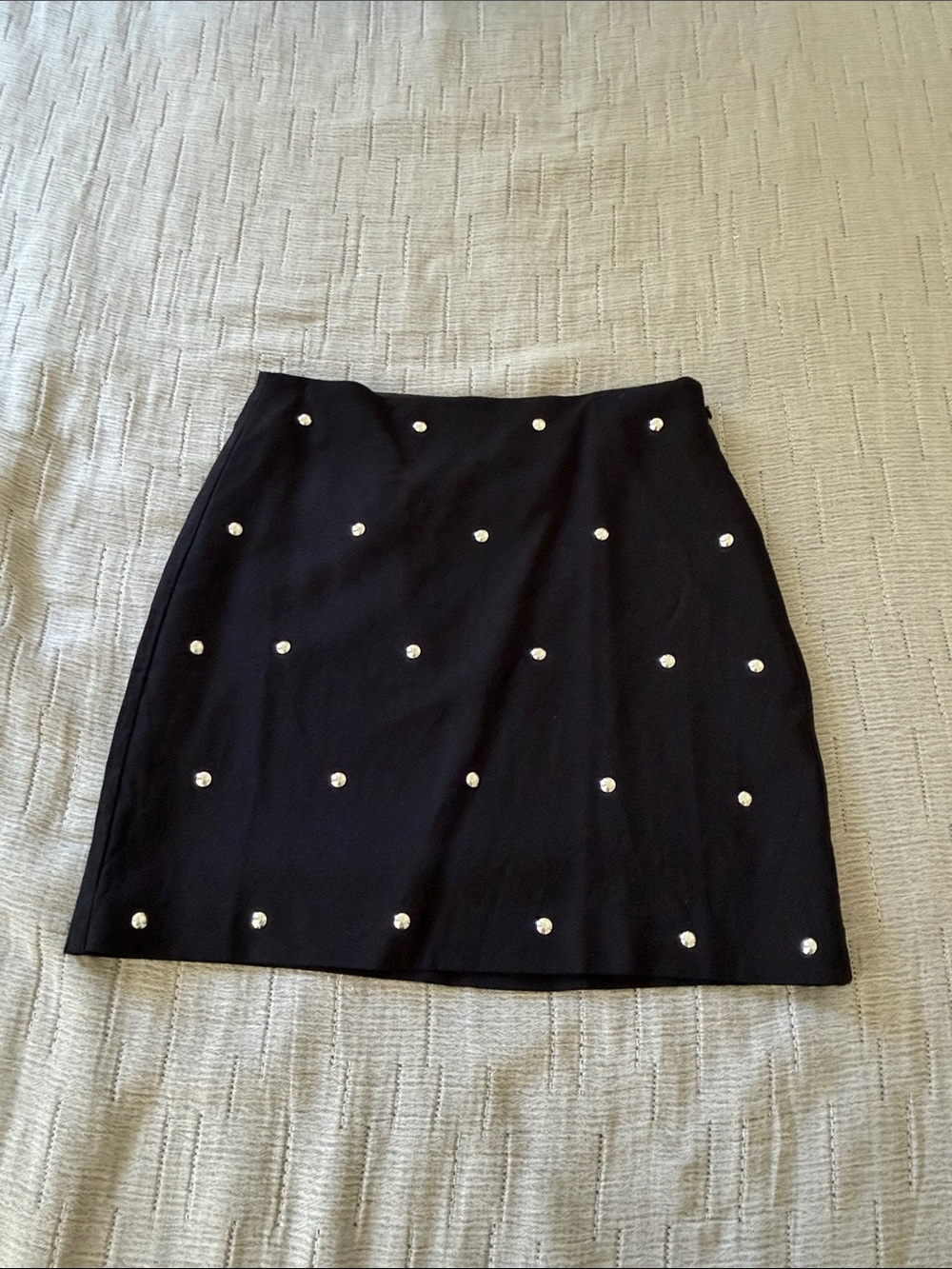 LOFT Black Mini Skirt with Silver Embellishments